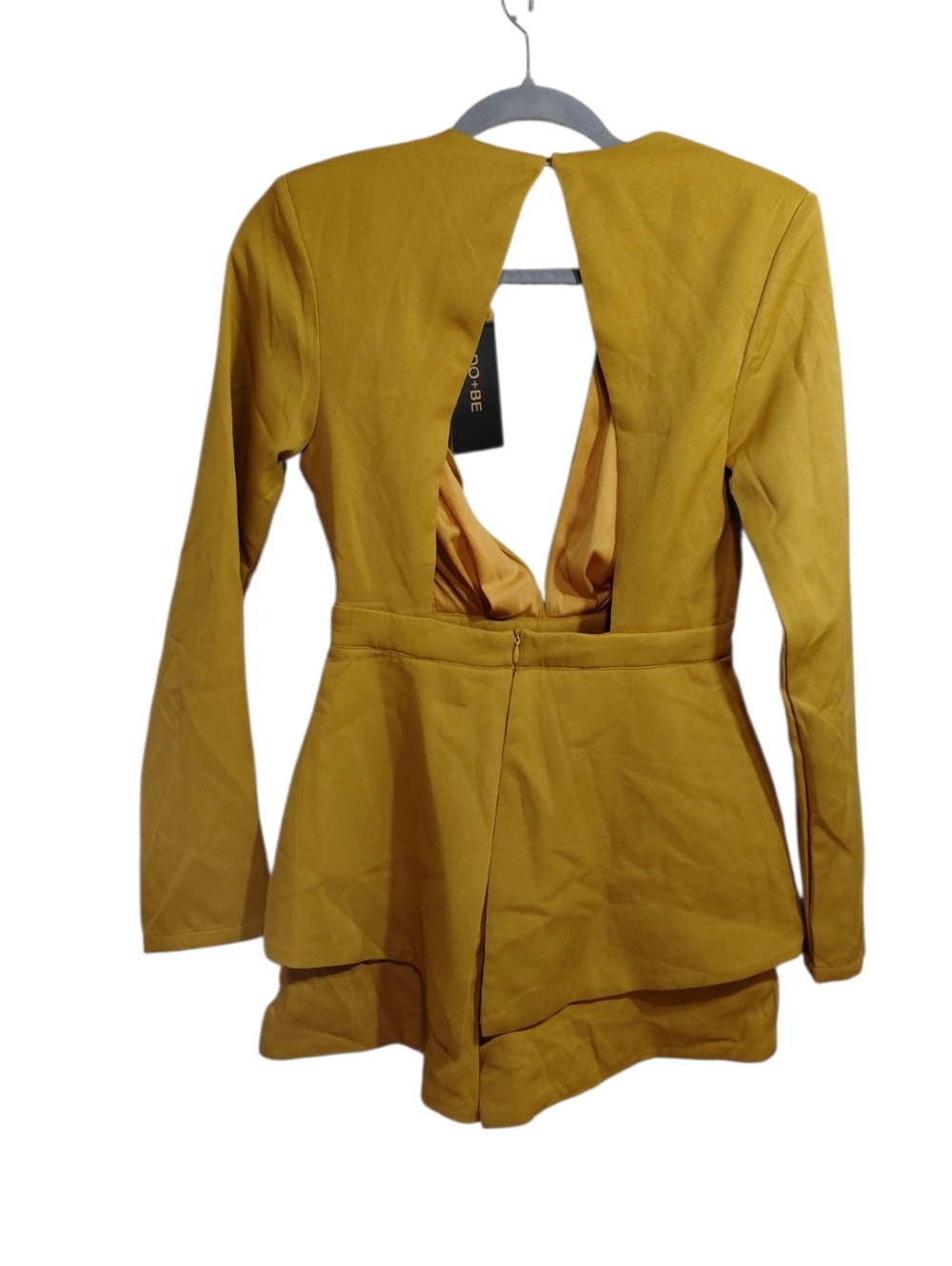 DO+BE Mustard Yellow Deep V Long Sleeve Romper - Picture 2 of 7